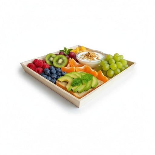 Plateau repas bois NOA 390x390mm H40mm-10Pcs