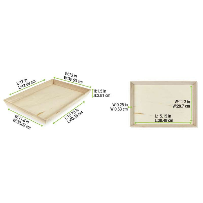 Plateau repas bois NOA  390x290mm H40mm-10Pcs