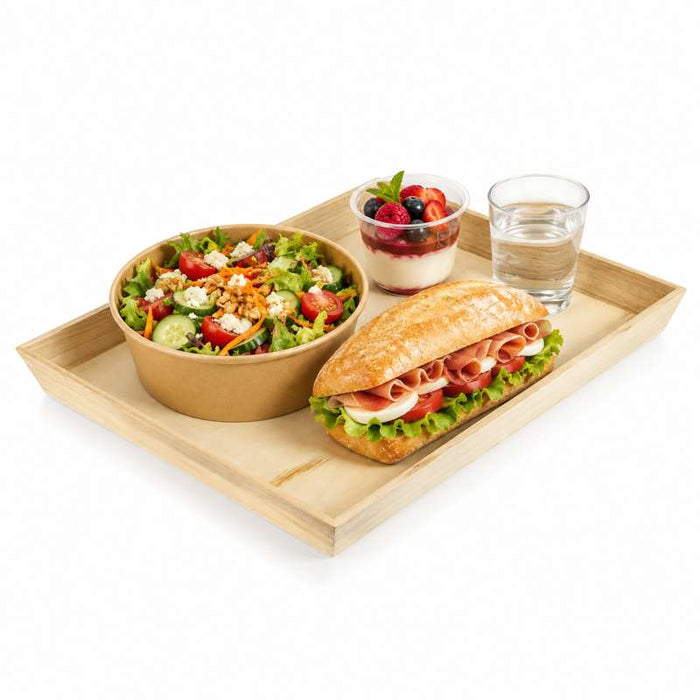Plateau repas bois NOA  390x290mm H40mm-10Pcs