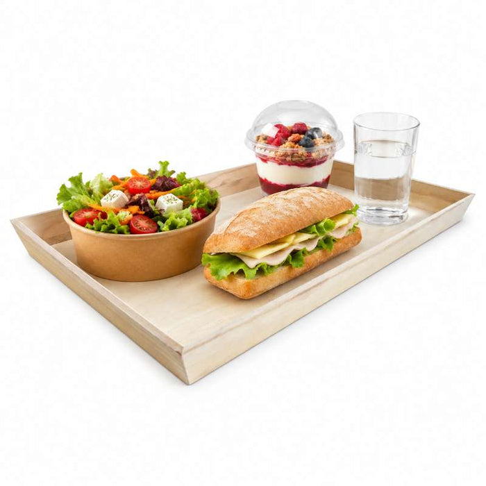 Plateau repas rectangulaire en bois "Noa" 540x360mm H40mm - 10Pcs