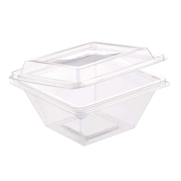 Pyramide Deli plastique PET avec couvercle charnière  105x105mm H55mm 250ml-500Pcs