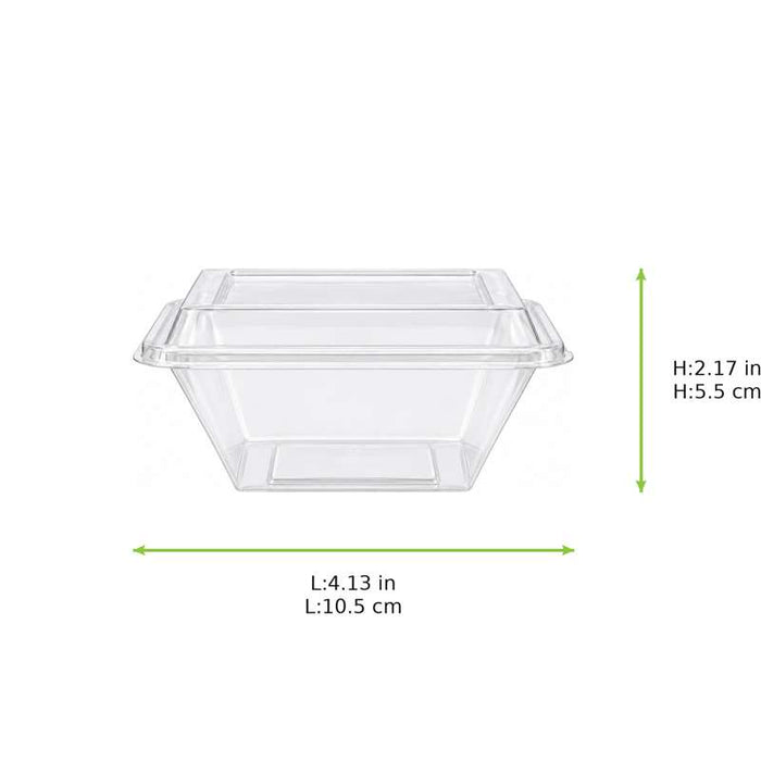 Pyramide Deli plastique PET avec couvercle charnière  105x105mm H55mm 250ml-500Pcs