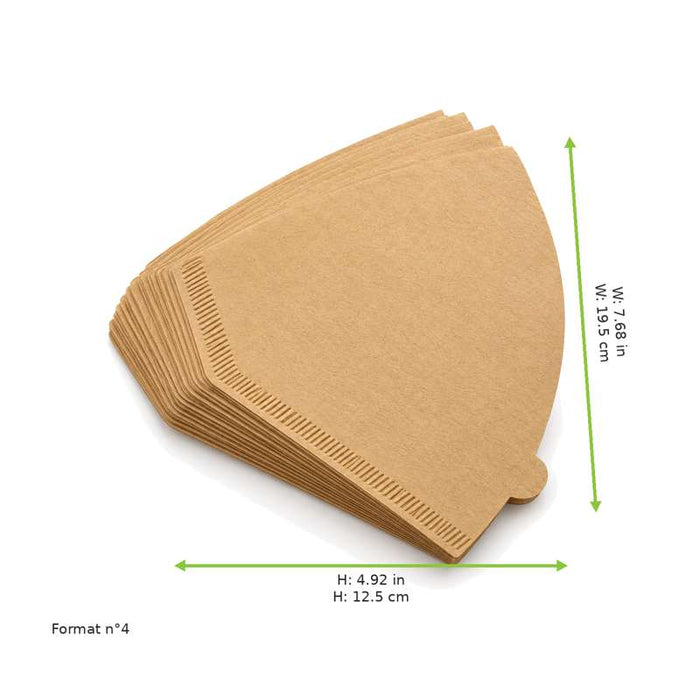 Filtre à café conique n°4 en papier brun alvéolé 195x125mm - 100Pcs