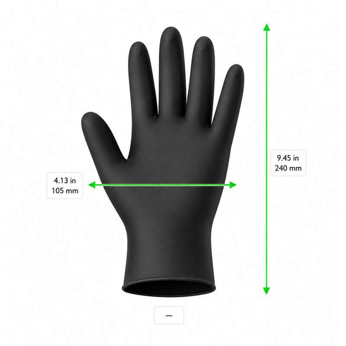 Gant en nitrile noir sans poudre taille L 240x105mm - 100Pcs