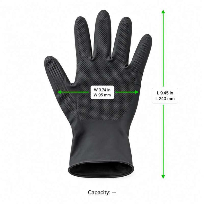 Gant en nitrile noir non poudré, taille M 240x95mm - 100Pcs