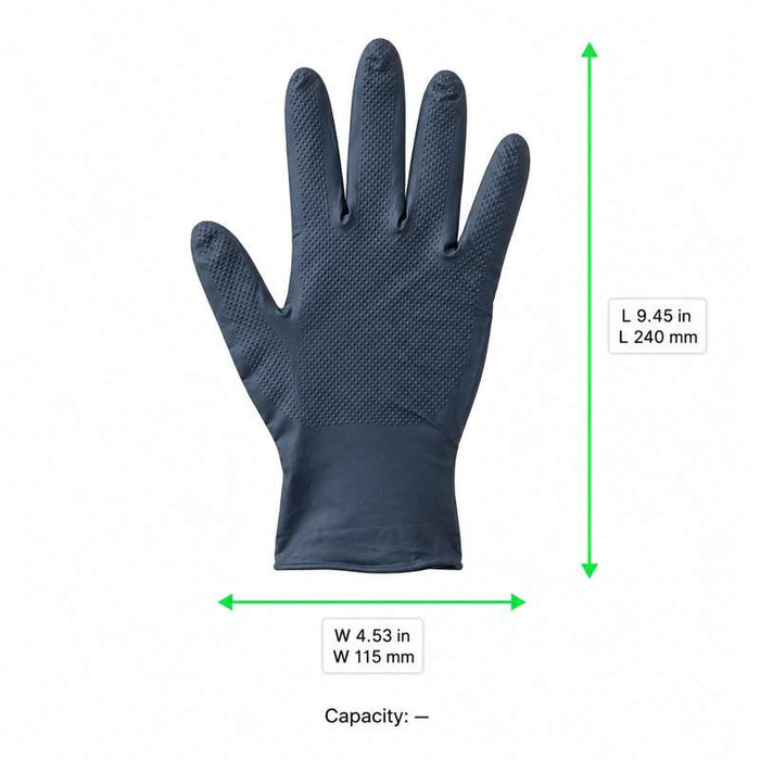 Gant en nitrile noir non poudré, taille XL 240x115mm - 100Pcs
