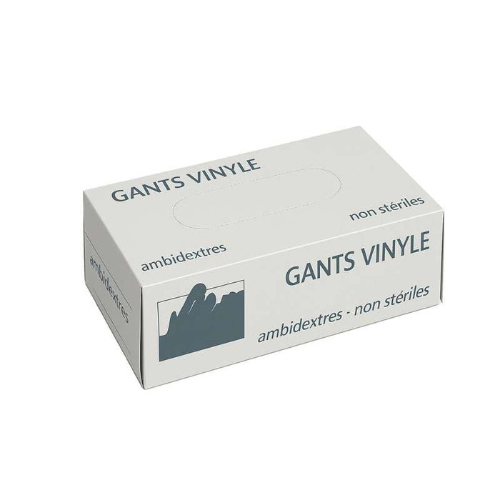 Gants en vinyle micro-poudrés, taille L 240x105mm - 100Pcs
