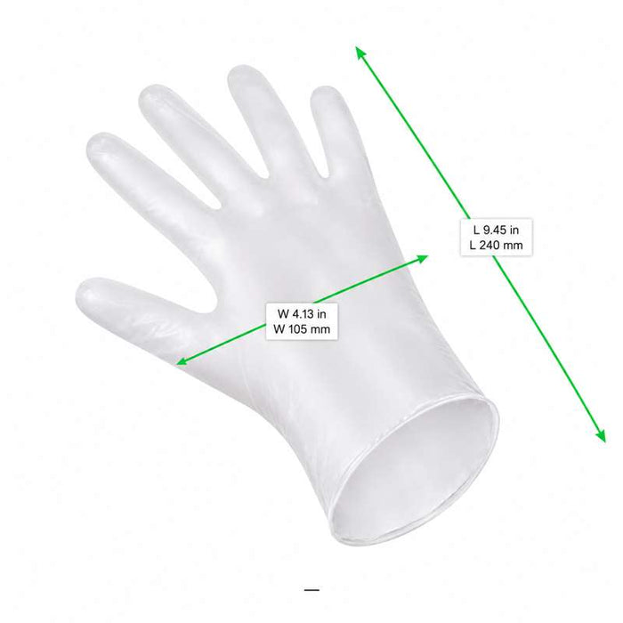 Gants en vinyle micro-poudrés, taille L 240x105mm - 100Pcs