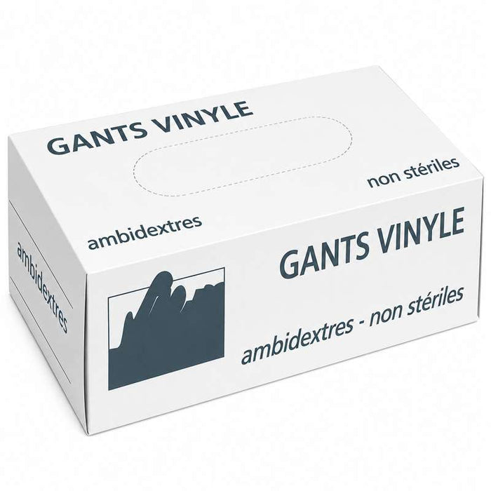 Gants vinyle micro-poudrés taille XL 240x115mm - 100Pcs