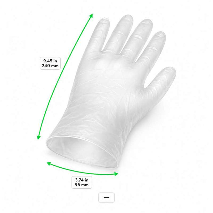 Gants vinyle micro-poudrés taille M 240x95mm - 100Pcs