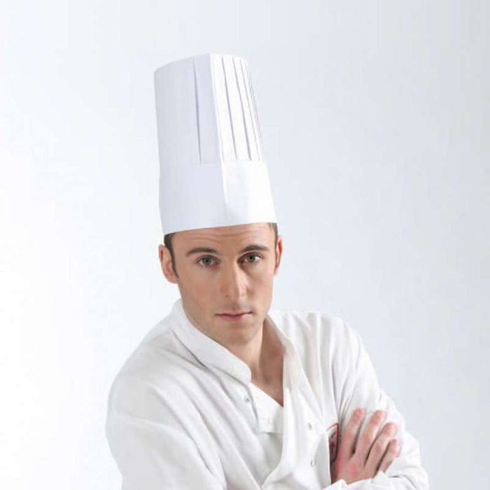 Toque ovale "5 étoiles" en non-tissé blanc H195mm - 300Pcs