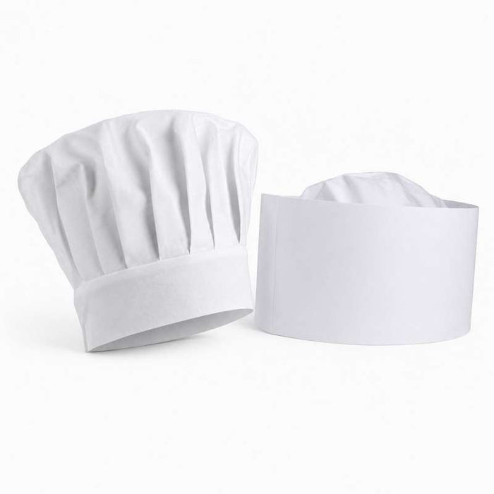 Toque de cuisinier en papier plissé blanc H230mm - 100Pcs