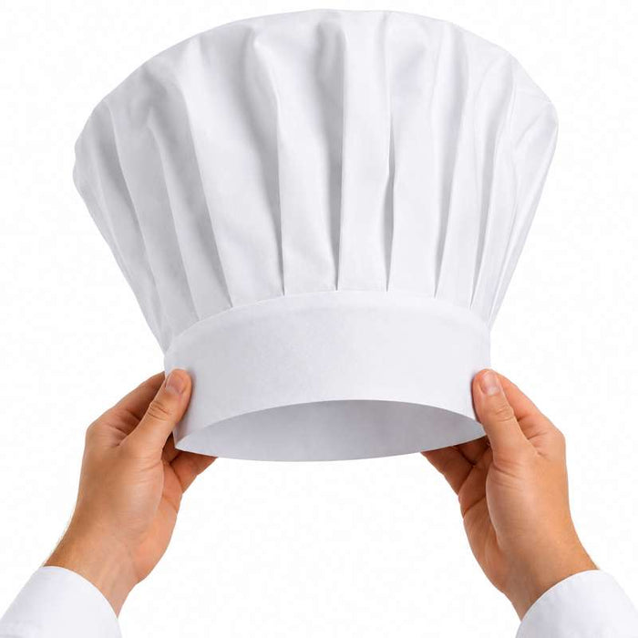 Toque de cuisinier en papier plissé blanc H230mm - 100Pcs