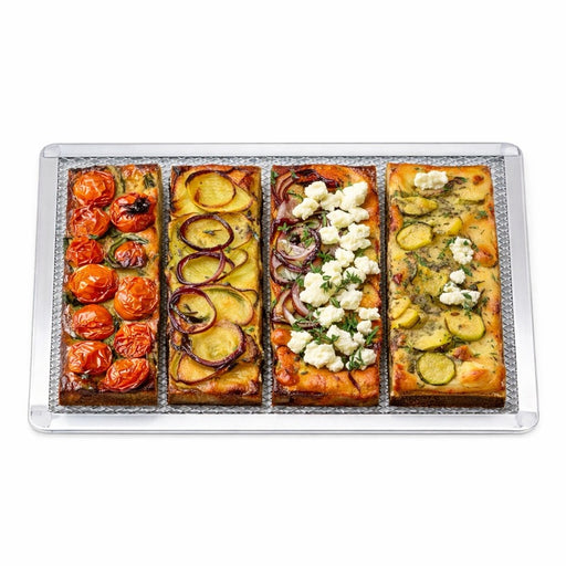 Grille à pizza rectangulaire aluminium à fond ajouré 300x200mm H10mm-12Pcs