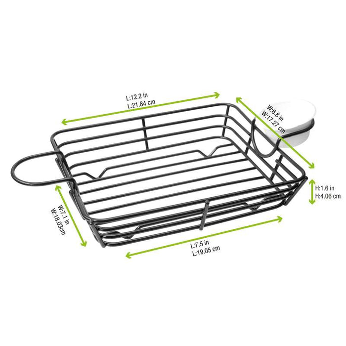 Panier rectangulaire en métal noir avec support de coupelle 310x180mm H60mm - 6Pcs