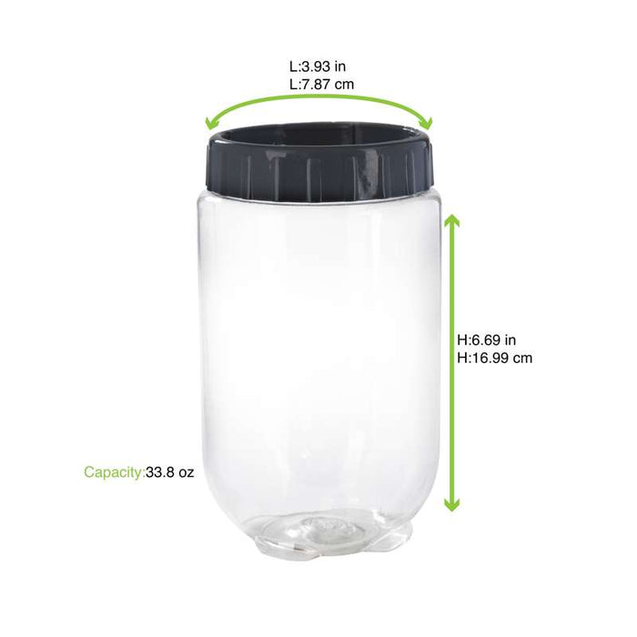 Bocal Bokolock en plastique PET réutilisable avec couvercle clipsable, empilable  H170mm 1000ml - 24Pcs