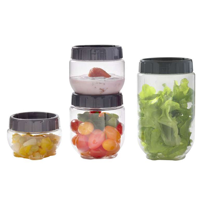 Bocal Bokolock en plastique PET réutilisable avec couvercle clipsable, empilable  H170mm 1000ml - 24Pcs