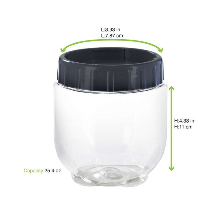 Bocal Bokolock en plastique PET réutilisable avec couvercle clipsable, empilable  H110mm 750ml - 24Pcs