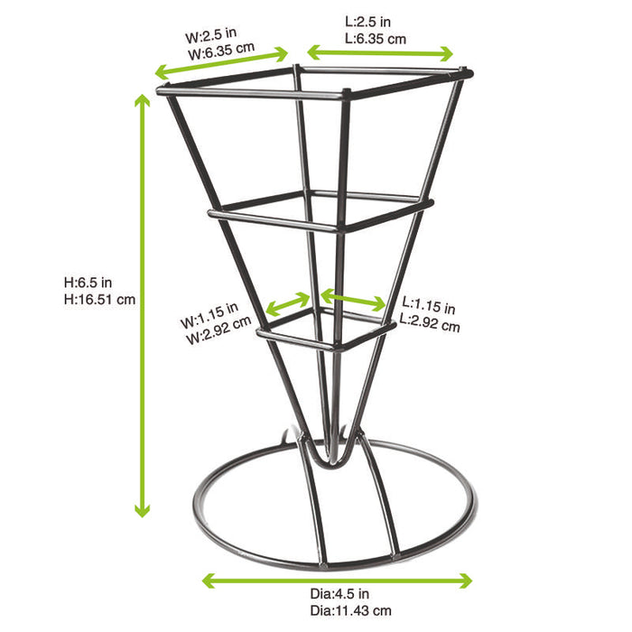 Porte cône carré métal noir  66x66mm H170mm - 6Pcs