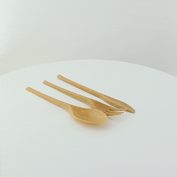 WOODARY Kit couverts réemployable bois composite: couteau fourchette serviette, emballage kraft  250-250Pcs