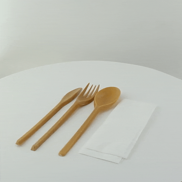 WOODARY Kit couverts réemployable bois composite: couteau fourchette cuillere serviette  250-250Pcs