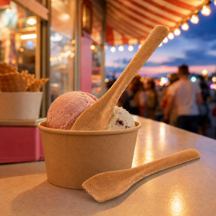 Cuillère à glace réutilisable en bois composite  H95mm-2640Pcs