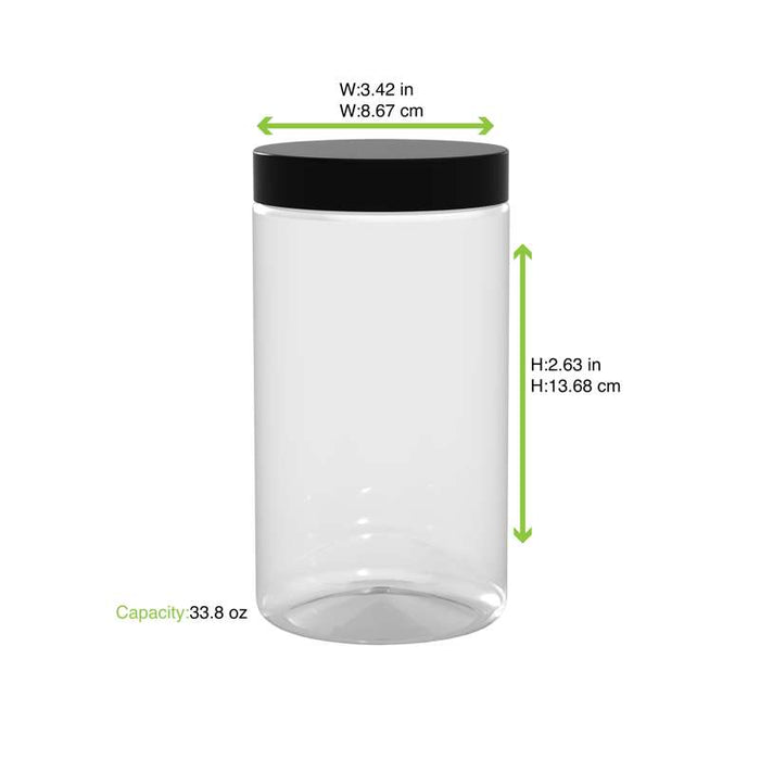 Bocal Bokotwist en plastique PET réutilisable  H167mm 1000ml - 80Pcs