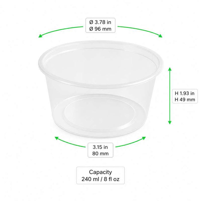 Pot rond "Deli" transparent en PP injecté Ø96mm H49mm 240ml - 500Pcs