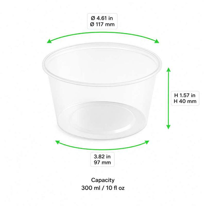 Pot rond "Deli" transparent en polypropylène injecté Ø117mm H40mm 300ml - 500Pcs
