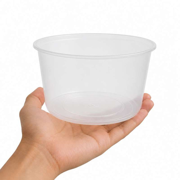 Pot rond "Deli" transparent en PP injecté Ø118mm H63mm 480ml - 500Pcs