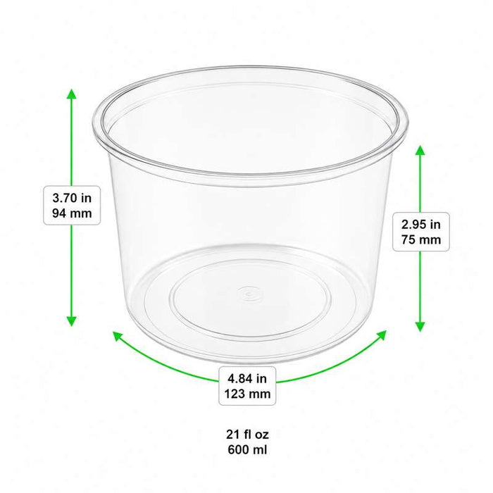 Pot rond transparent "Deli" en PP injecté Ø123mm H75mm 600ml - 500Pcs