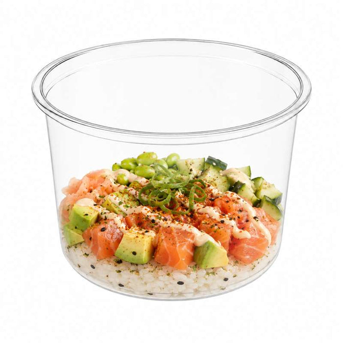 Pot rond transparent "Deli" en PP injecté Ø123mm H75mm 600ml - 500Pcs