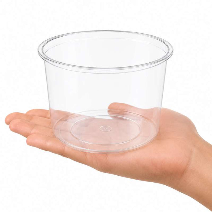 Pot rond "Deli" transparent en PP injecté Ø123mm H90mm 750ml - 500Pcs