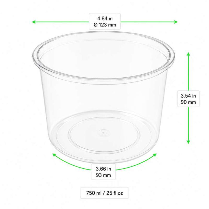Pot rond "Deli" transparent en PP injecté Ø123mm H90mm 750ml - 500Pcs