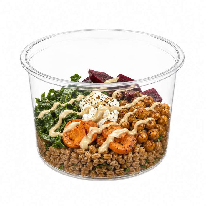 Pot rond "Deli" transparent en PP injecté Ø123mm H90mm 750ml - 500Pcs