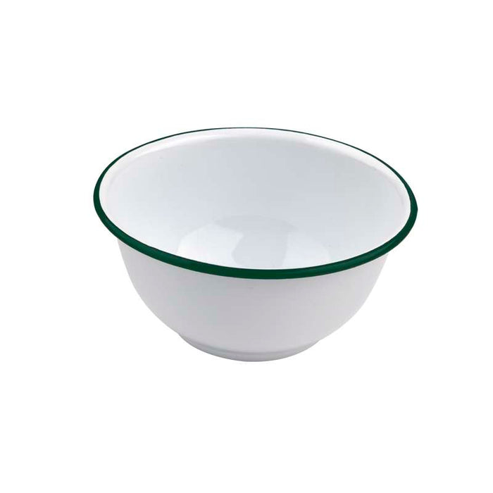 Bol Enamel blanc en acier émaillé  à bord plat et vert   H80mm 1000ml-12Pcs