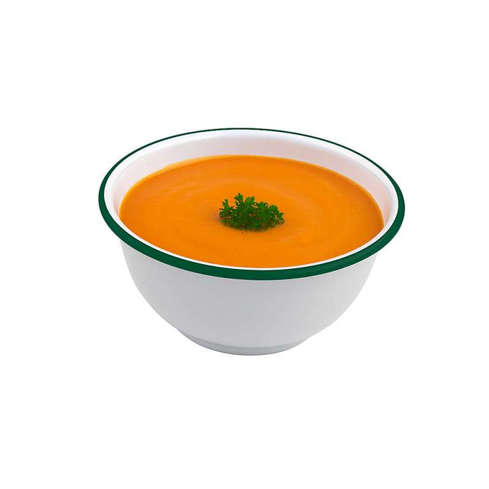 Bol Enamel blanc en acier émaillé  à bord plat et vert   H80mm 1000ml-12Pcs