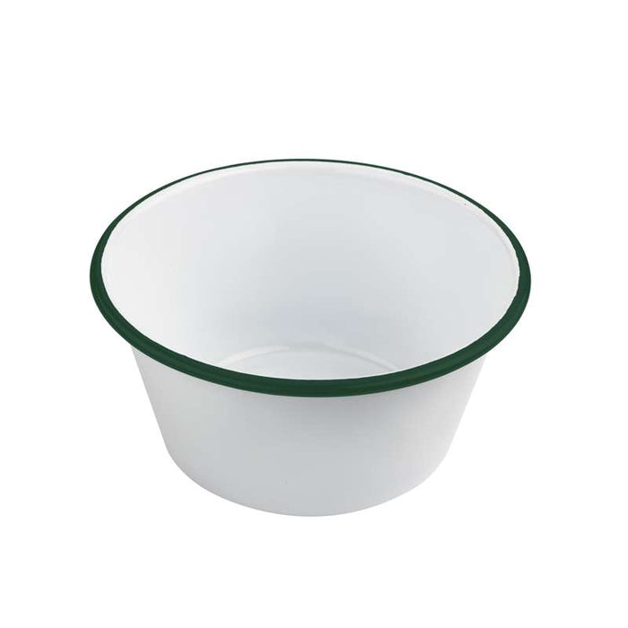 Bol Enamel blanc en acier émaillé  à bord plat et vert   H90mm 1500ml-12Pcs