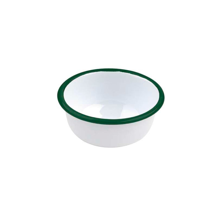 Bol Enamel blanc en acier émaillé  à bord plat et vert   H50mm 300ml-12Pcs