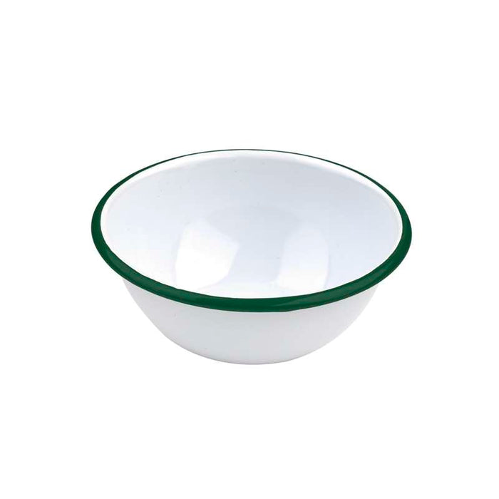 Bol Enamel blanc en acier émaillé  à bord plat et vert   H65mm 550ml-12Pcs