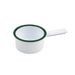 Mini casserole blanche en acier émaillé à bord vert   H47mm 200ml-12Pcs