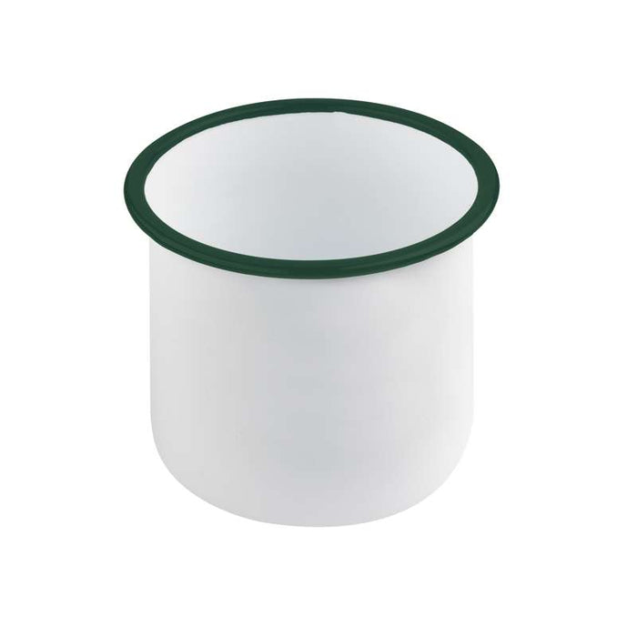 Pot enamel blanc en acier émaillé à bord droit et vert   H120mm 1200ml - 12Pcs