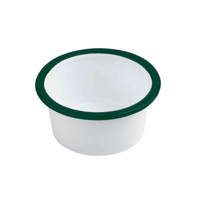 Pot enamel blanc en acier émaillé à bord droit et vert   H45mm 160ml - 12Pcs