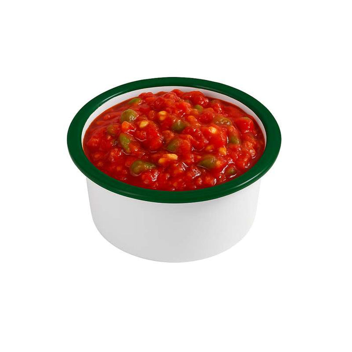 Pot enamel blanc en acier émaillé à bord droit et vert   H45mm 160ml - 12Pcs