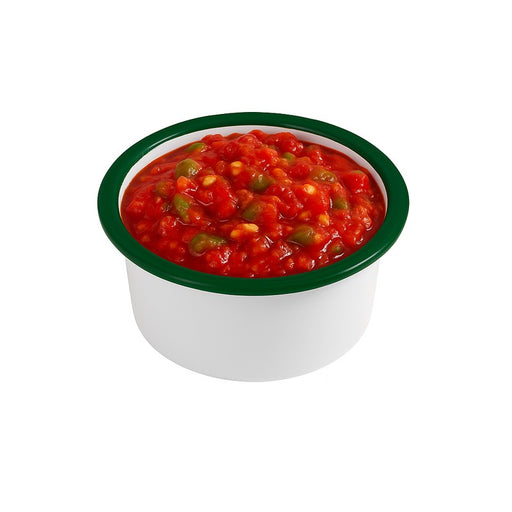 Pot enamel blanc en acier émaillé à bord droit et vert   H45mm 160ml - 12Pcs