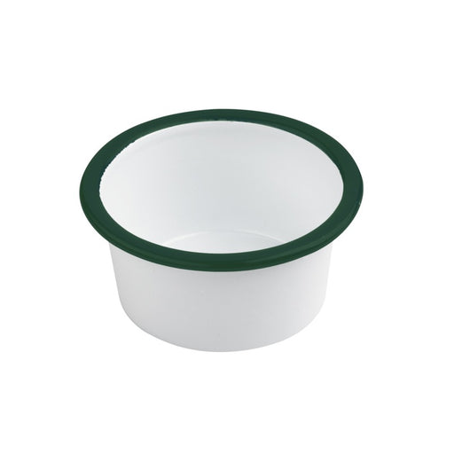 Pot enamel blanc en acier émaillé à bord droit et vert   H45mm 160ml - 12Pcs