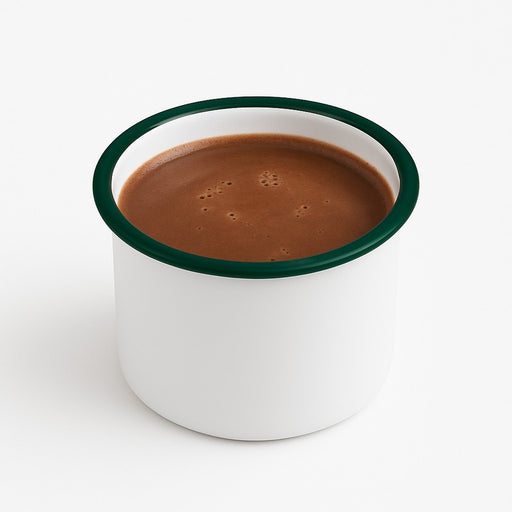 Pot enamel blanc en acier émaillé à bord droit et vert   H80mm 350ml - 12Pcs
