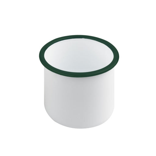 Pot enamel blanc en acier émaillé à bord droit et vert   H80mm 350ml - 12Pcs