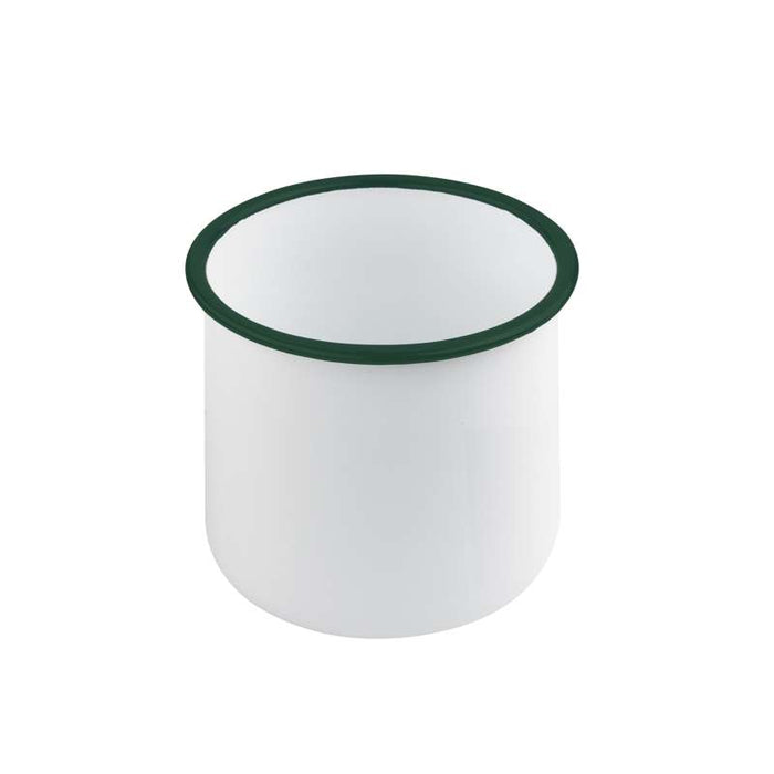 Pot enamel blanc en acier émaillé à bord droit et vert   H100mm 730ml - 12Pcs