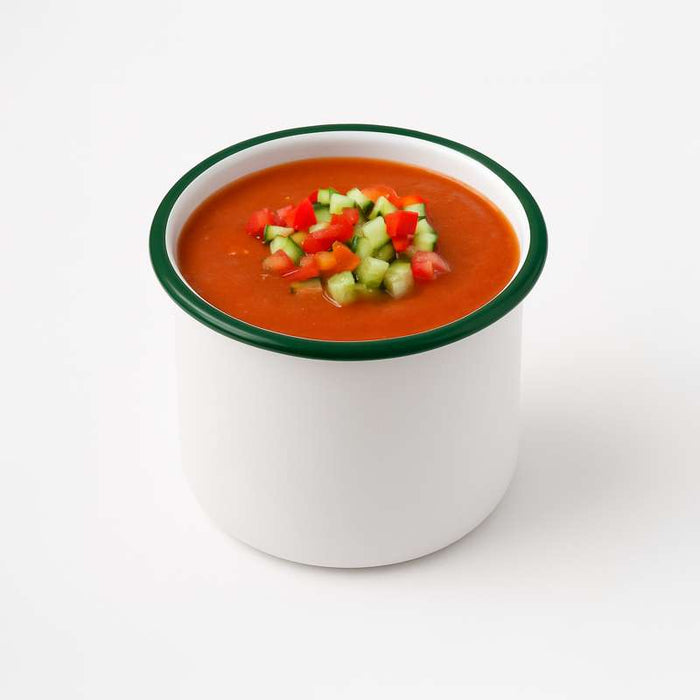 Pot enamel blanc en acier émaillé à bord droit et vert   H100mm 730ml - 12Pcs
